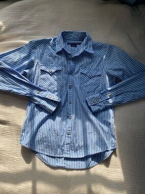 Ralph Lauren Blue & White Striped Button-Down Shirt